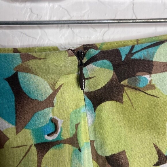 Vintage First Option Green Blue Floral Print Skirt Size 10 A-line - Picture 5 of 6